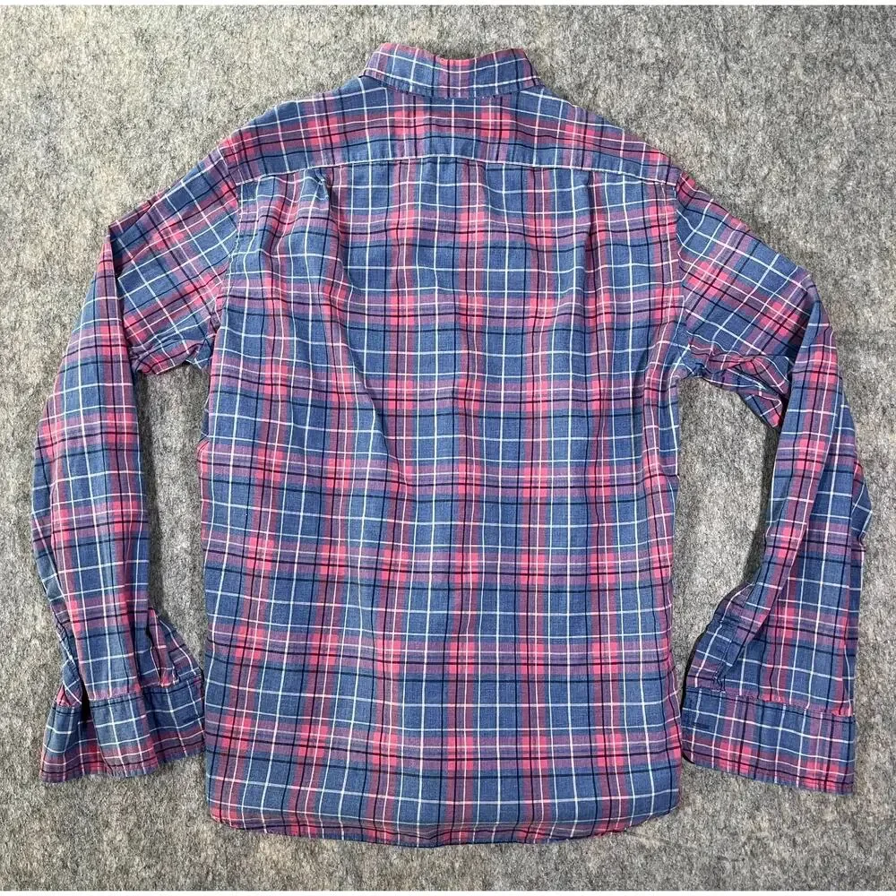 J.Crew Plaid Button Down Dress Shirt / Men Medium / Blue Pink 22579 Slim Fit